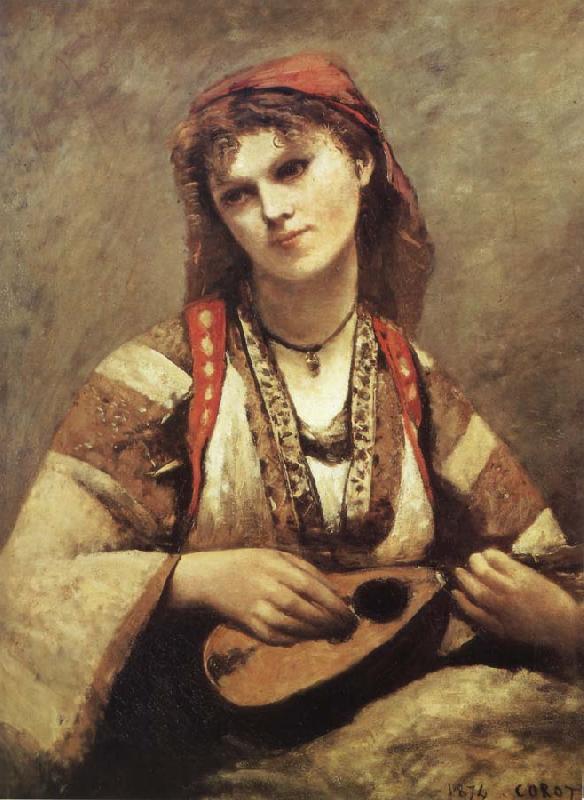 Corot Camille Christine Nilson or Bohemia with Mandolin France oil painting art